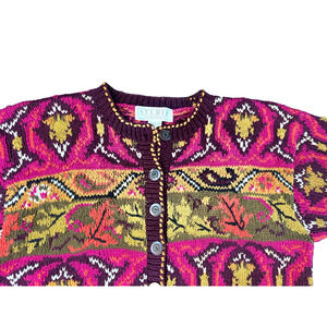 Michelle Stuart Studio VTG Cardigan Sweater Fall Boho‎ Retro Granmacore ~ M